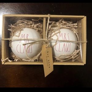 Rae Dunn Mr & Mrs Claus Christmas ornaments
